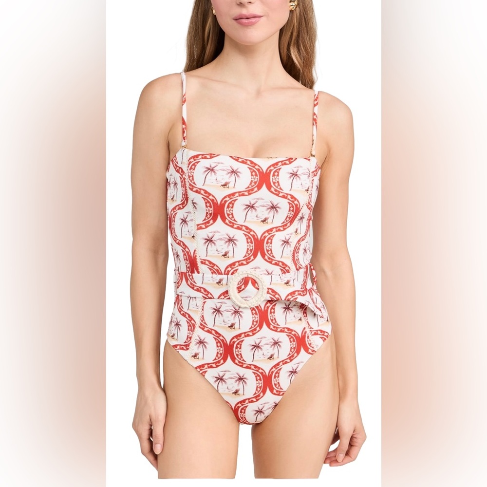 FARM Rio Summer Beach Belted Swimsuit NWT Removable Straps Large
